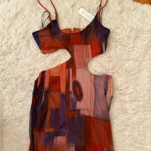 Stella Multicolor abstract cutout mini Strappy Dress